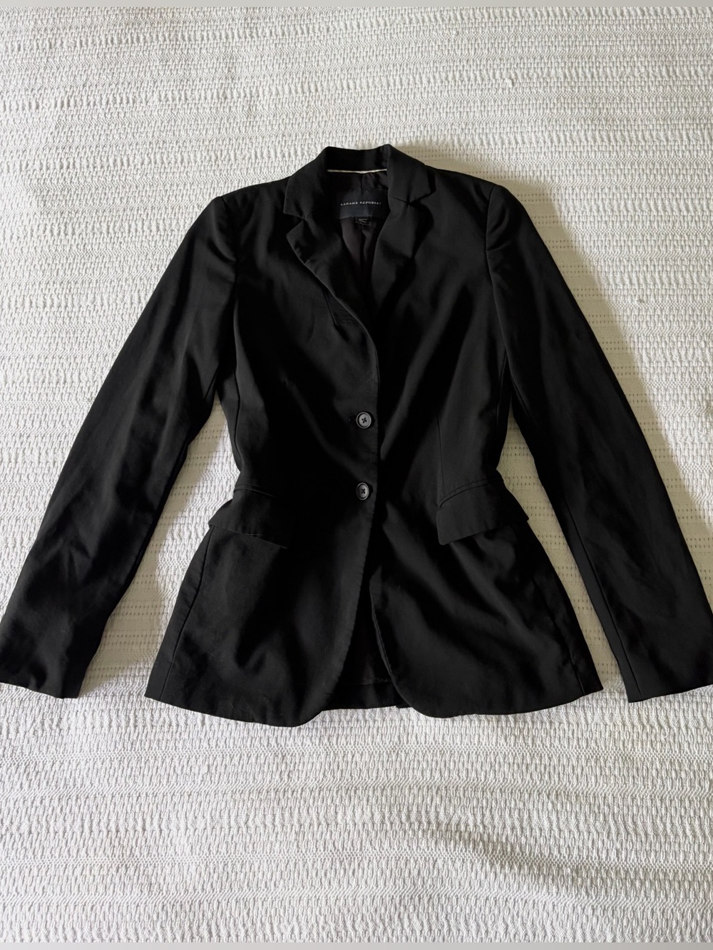 Banana Republic Black Classic Tailored Wool Blend Stretch Blazer Jacket Size 0